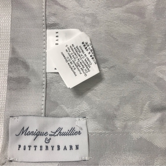 (1) Pottery Barn Monique Lhuillier Rose Bouquet Dinner Napkins Gray Jacquard New - Picture 3 of 4